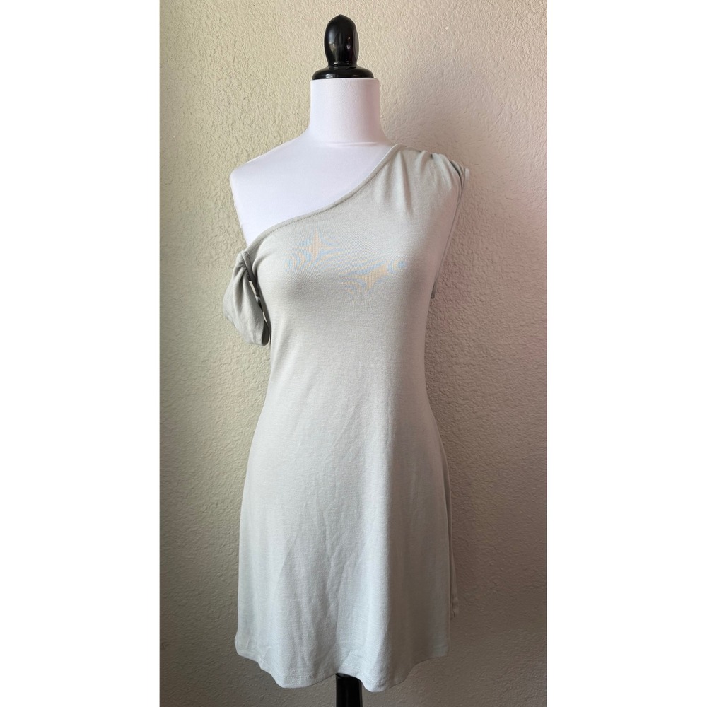 NWT Free People FP Beach Oxide One Shoulder Mini Dress Grey Womens Small